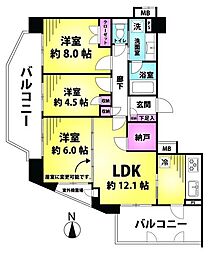 コスモ東日暮里ガーデンフォート 3LDKの間取図画像