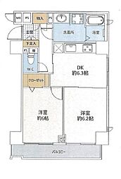 三の輪シティハウス 2DKの間取図画像
