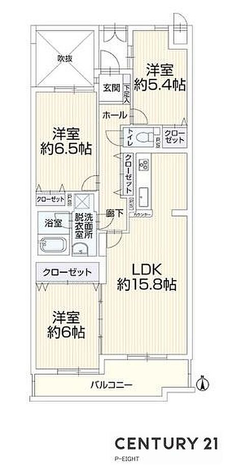 陽当り良好な南向きバルコニー!収納豊富な間取り!