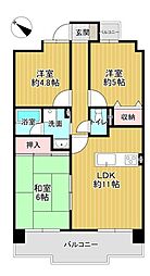 ライオンズマンション京都淀A棟 3LDKの間取図画像