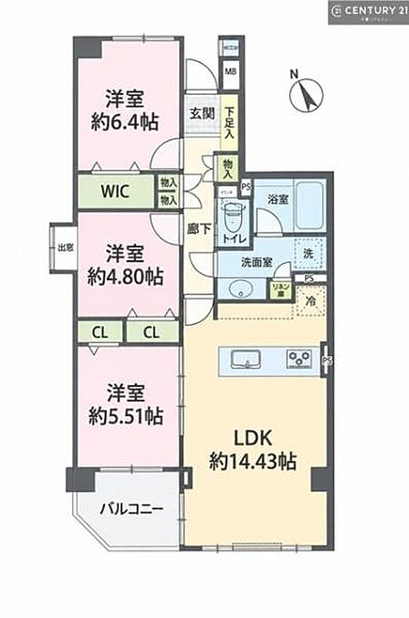 3LDKの魅力的な間取り!LDKはゆったりとした空間で、ご家族との団らん時間が、より一層充実したものになりますね家族との仲が深まり、自然と笑顔が増えそうです!