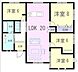 間取り：リビング広々20帖♪　全室6帖以上でゆとりのある間取になっております。