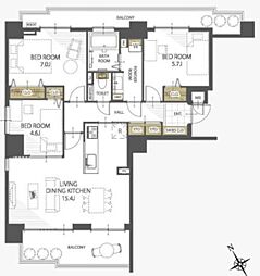ダイアパレス白石南パークヒルズ 3LDKの間取図画像