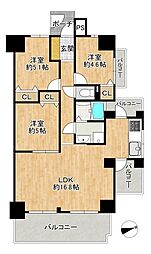 シティパーク瓢箪山 3LDKの間取図画像