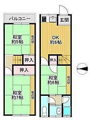 JR片町線(学研都市線) 徳庵駅 徒歩16分 3DKの間取り