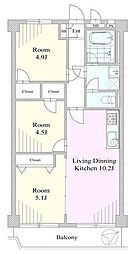 京王向ヶ丘マンション 3LDKの間取図画像