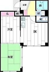 メモワール平岸 2DKの間取図画像