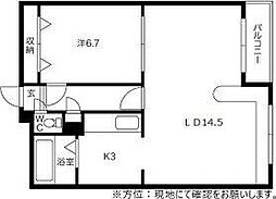 ホークメゾン札幌3号館 1LDKの間取図画像