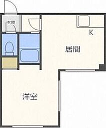 メリディアンシティ 1DKの間取図画像