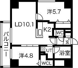 ブランシャールALAINサッポロ 2LDKの間取図画像