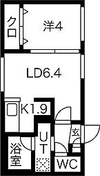 チョイスレジデンス美園4-3 1LDKの間取図画像