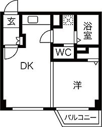 ハウスオブリザ中の島3 1DKの間取図画像