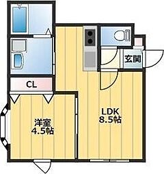 リー・スペース北10条1 1LDKの間取図画像