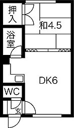 高田ハイツ 1DKの間取図画像