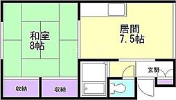 喜栄荘 1LDKの間取図画像