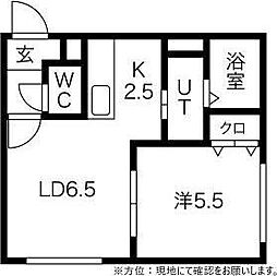 ボヌール月寒 1LDKの間取図画像