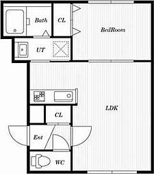 パークウエスト 1LDKの間取図画像