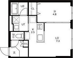 Villa41KOTONISAPPORO 1LDKの間取図画像