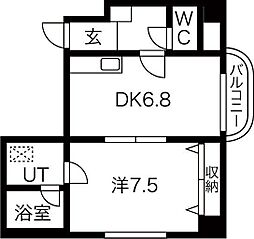 OMレジデンス北郷8条 1DKの間取図画像