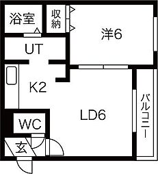 パラッツオ平岸 1LDKの間取図画像