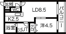 ラパス平岸 1LDKの間取図画像