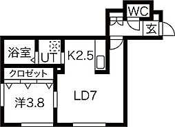 セナ発寒1 1LDKの間取図画像