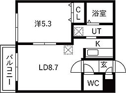 パークコート平岸 1LDKの間取図画像