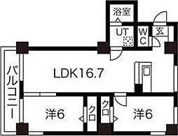 ヒルトップタワー 2LDKの間取図画像