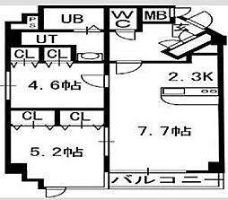 ペルドゥエープス美園 2LDKの間取図画像