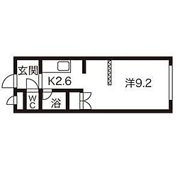 シティノースワン 1階1Kの間取り
