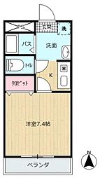 オークスプラザ牛島 1Kの間取図画像