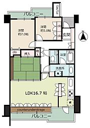 八事月見ケ岡シティーハウスセンターガーデン 3LDKの間取図画像