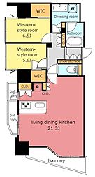 ローレルコート御器所駅前ザ・レジデンス 2LDKの間取り