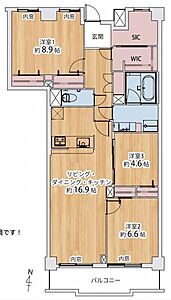 間取り:南東向き7階建6階部分の3LDK+W+SIC、専有91.37平米。リビング16.9帖と洋室3室全てに窓を確保し、SIC・WICで収納も充実。陽当り・眺望良好で新規リノベーション済みです。 間取り:南東向き7階建6階部分の3LDK+W+SIC、専有91.37平米。リビング16.9帖と洋室3室全てに窓を確保し、SIC・WICで収納も充実。陽当り・眺望良好で新規リノベーション済みです。