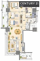 グランドメゾンThe池下ガーデンタワー 3LDKの間取図画像