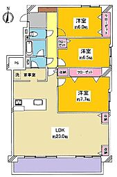 ソシアルセイワ豊田山之手 3LDKの間取図画像