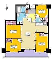 ユニオンシンワハイツ豊明 4LDKの間取図画像