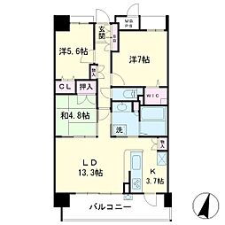 ロイヤルステージ羽根井公園 3LDKの間取図画像
