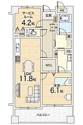 東急ドエル・アルス松屋町ルネッサンスタワー長堀 1SLDKの間取図画像