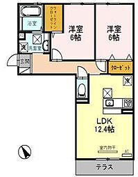 フィオーレヴェルデ 2LDKの間取図画像
