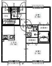 グランリーベB 2LDKの間取図画像