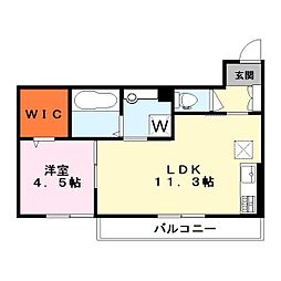 ローズパル 1LDKの間取図画像
