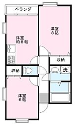 本郷ハイツ・A 2DKの間取図画像