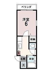 ウエスト・アベニュー 1Kの間取図画像