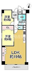 クレセント東灘 2LDKの間取図画像