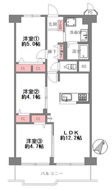 3LDK 間取り