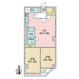 セントラルメゾン祇園 2LDKの間取図画像