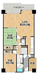 メゾンドール堺 2LDKの間取図画像