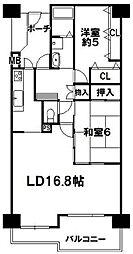 メゾンドール堺 2LDKの間取図画像