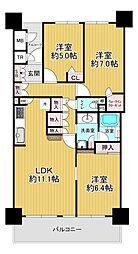 リバーガーデンみなと通り 3LDKの間取図画像